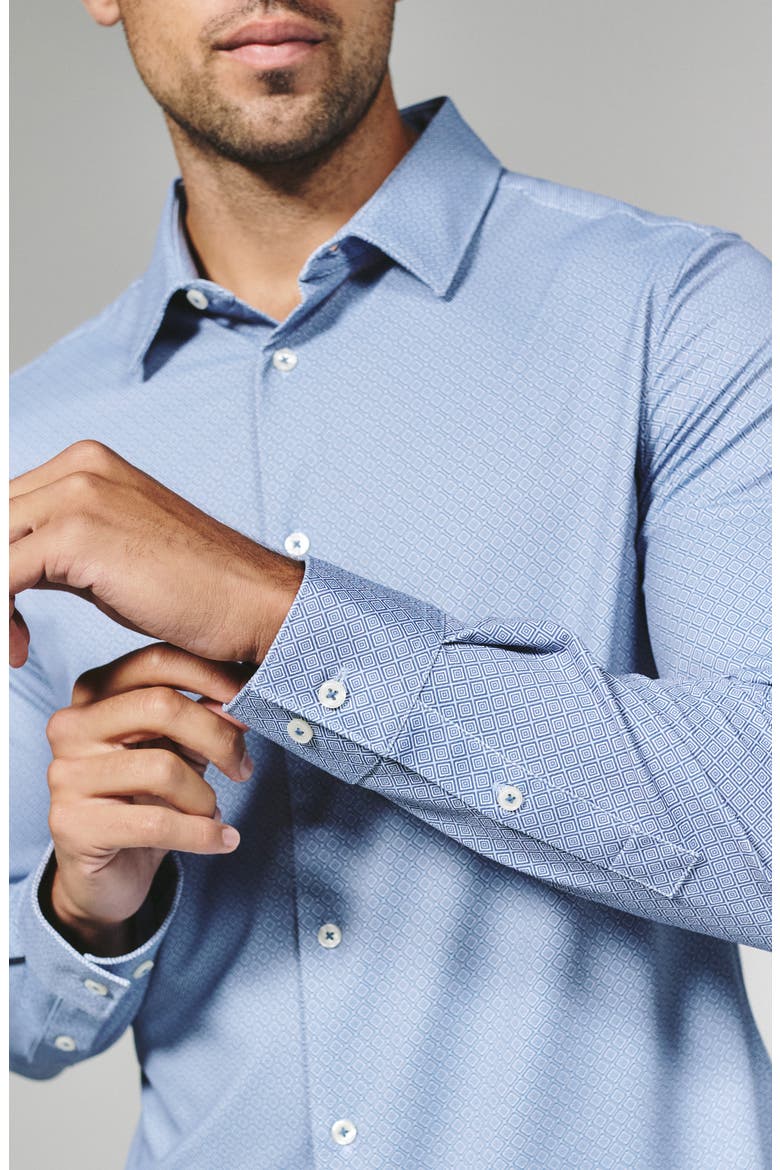 Wilhelm Geo Print Wrinkle Resistant Performance Button-Up Shirt, Alternate, color, DUSTY BLUE