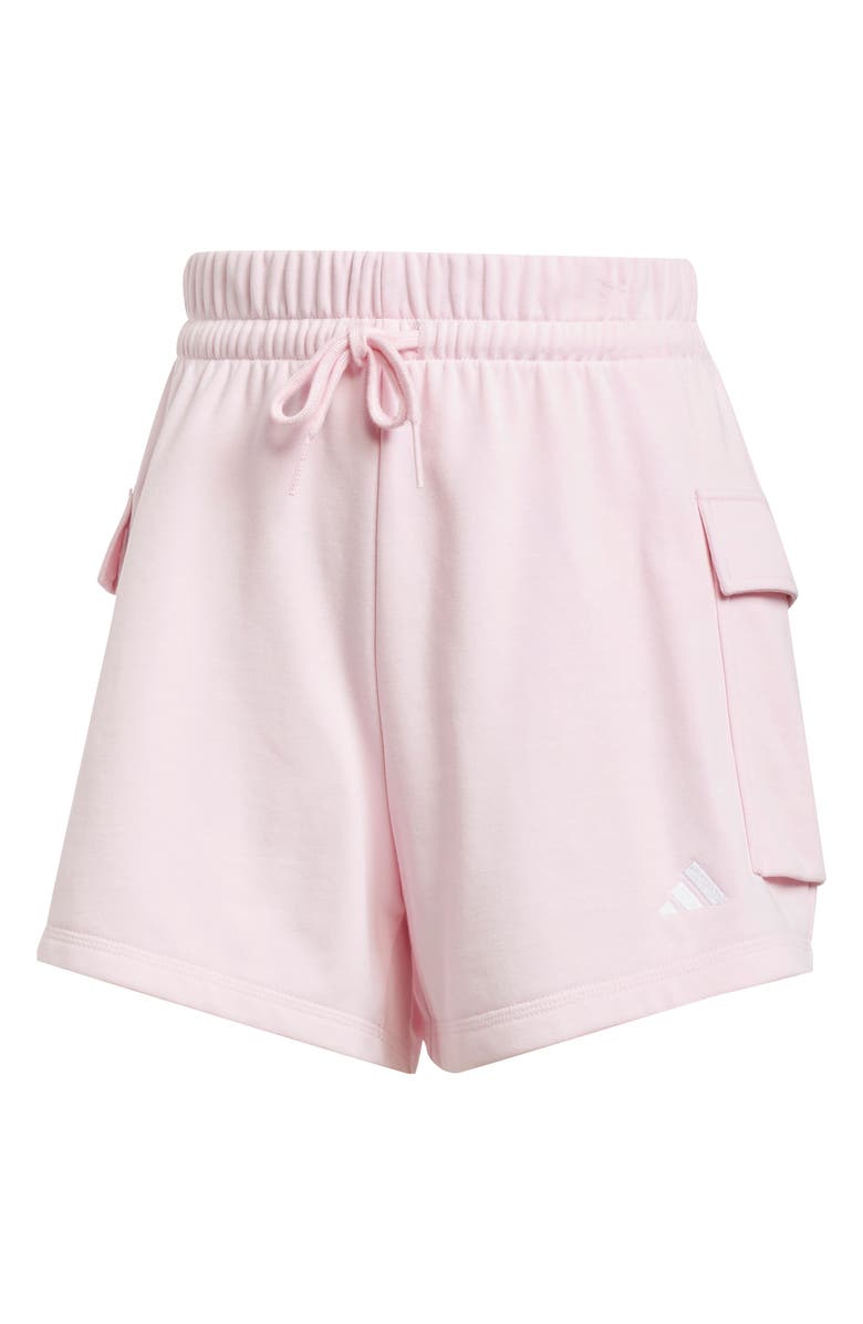 adidas Logo Cargo Sweat Shorts, Alternate, color, Clear Pink/ White