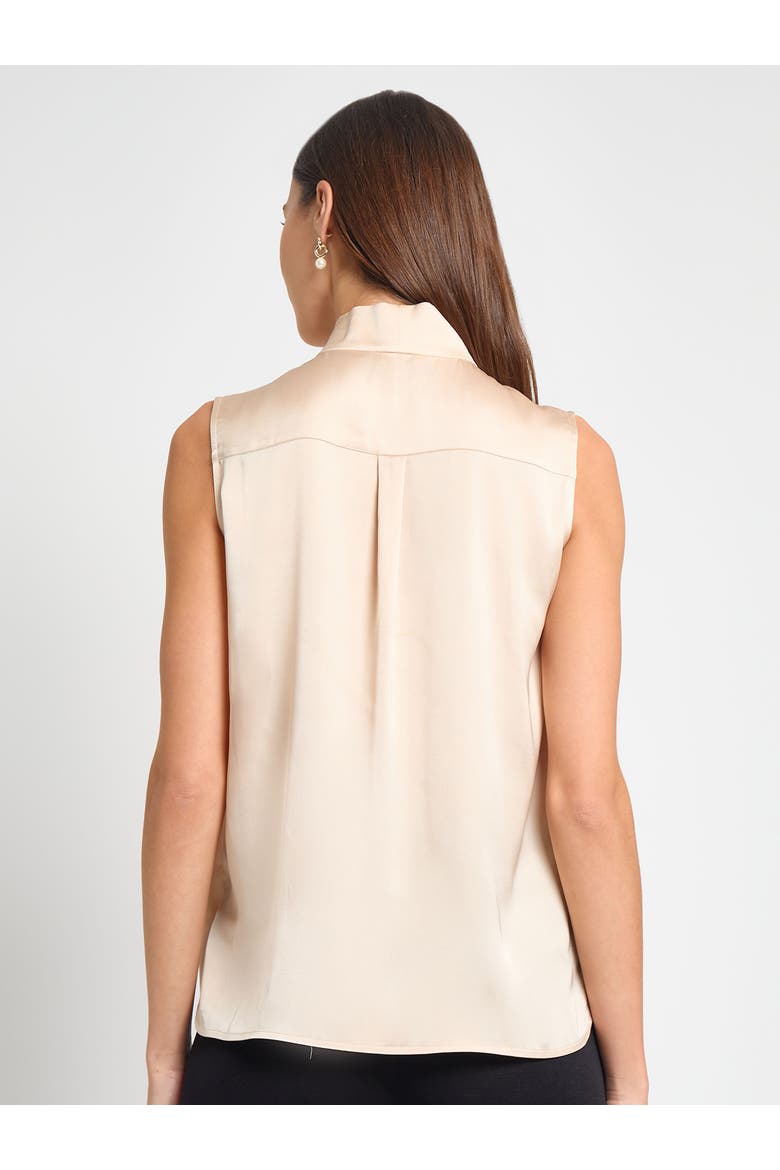 Tie Neck Crepe de Chine Blouse, Alternate, color, Biscotti