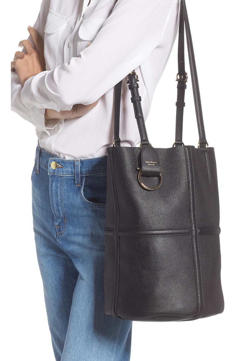 FERRAGAMO Salvatore Ferragamo Medium North/South Leather Tote, Alternate, color,