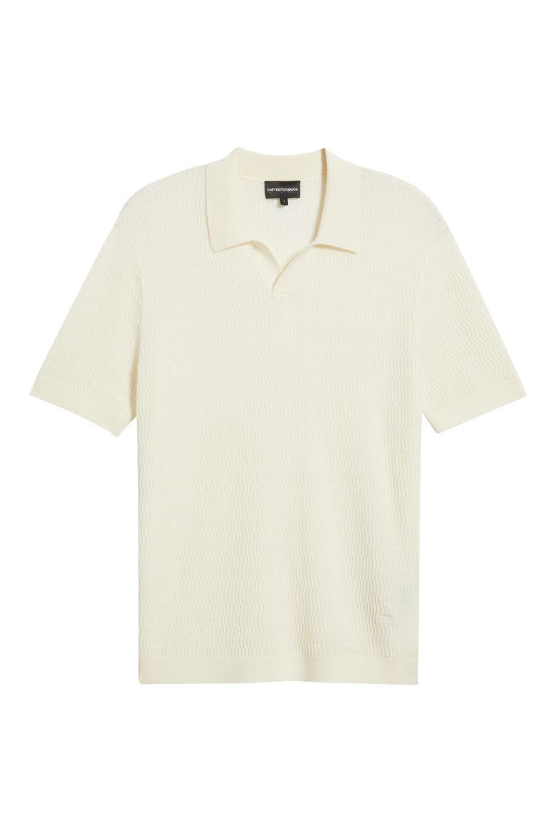 Johnny Collar Short Sleeve Twisted Rib Wool Polo Sweater, Alternate, color, SOLID IVORY