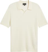 Emporio Armani Johnny Collar Short Sleeve Twisted Rib Wool Polo Sweater
