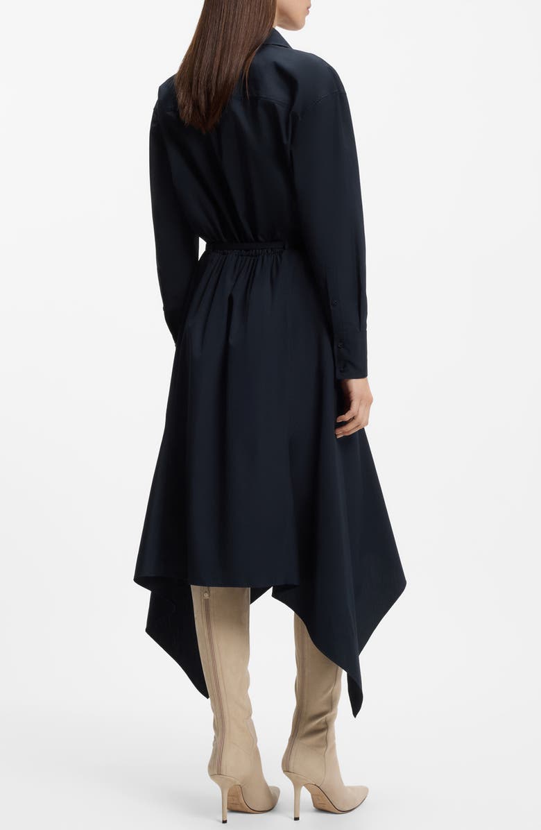 BOSS Doloh Long Sleeve Asymmetric Hem Cotton Midi Shirtdress, Alternate, color, Sky Captain