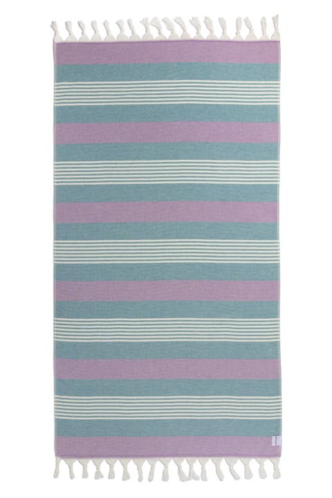 Breeze Striped Organic Turkish Towel with Soft Terry Cloth Back