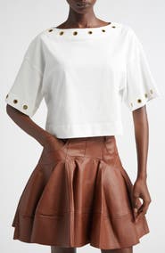 Zimmermann Grommet Boat Neck Cotton T-Shirt