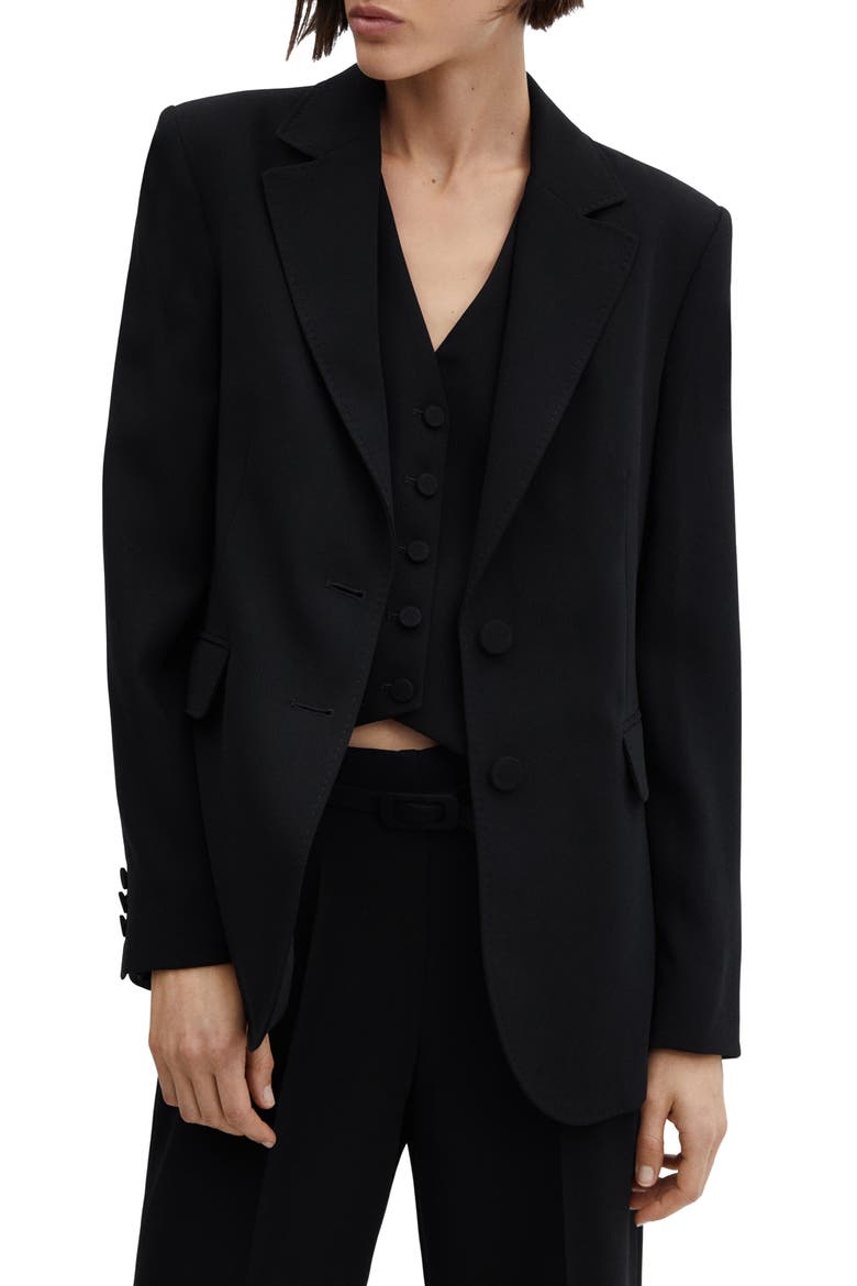 Straight Fit Suit Blazer, Main, color, BLACK