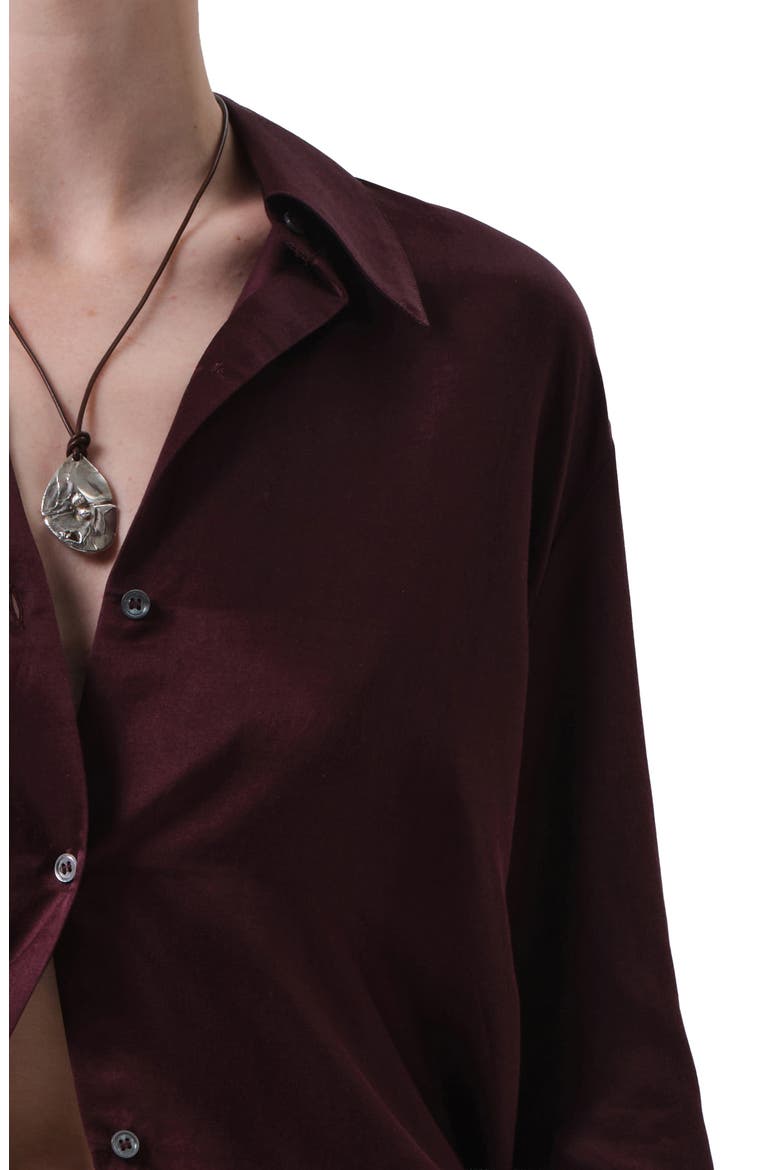 Camilia Satin Shirt, Alternate, color, BURGUNDY
