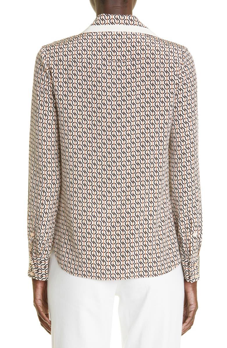 St. John Collection Icon Stripe Silk Crêpe de Chine Blouse, Alternate, color, 