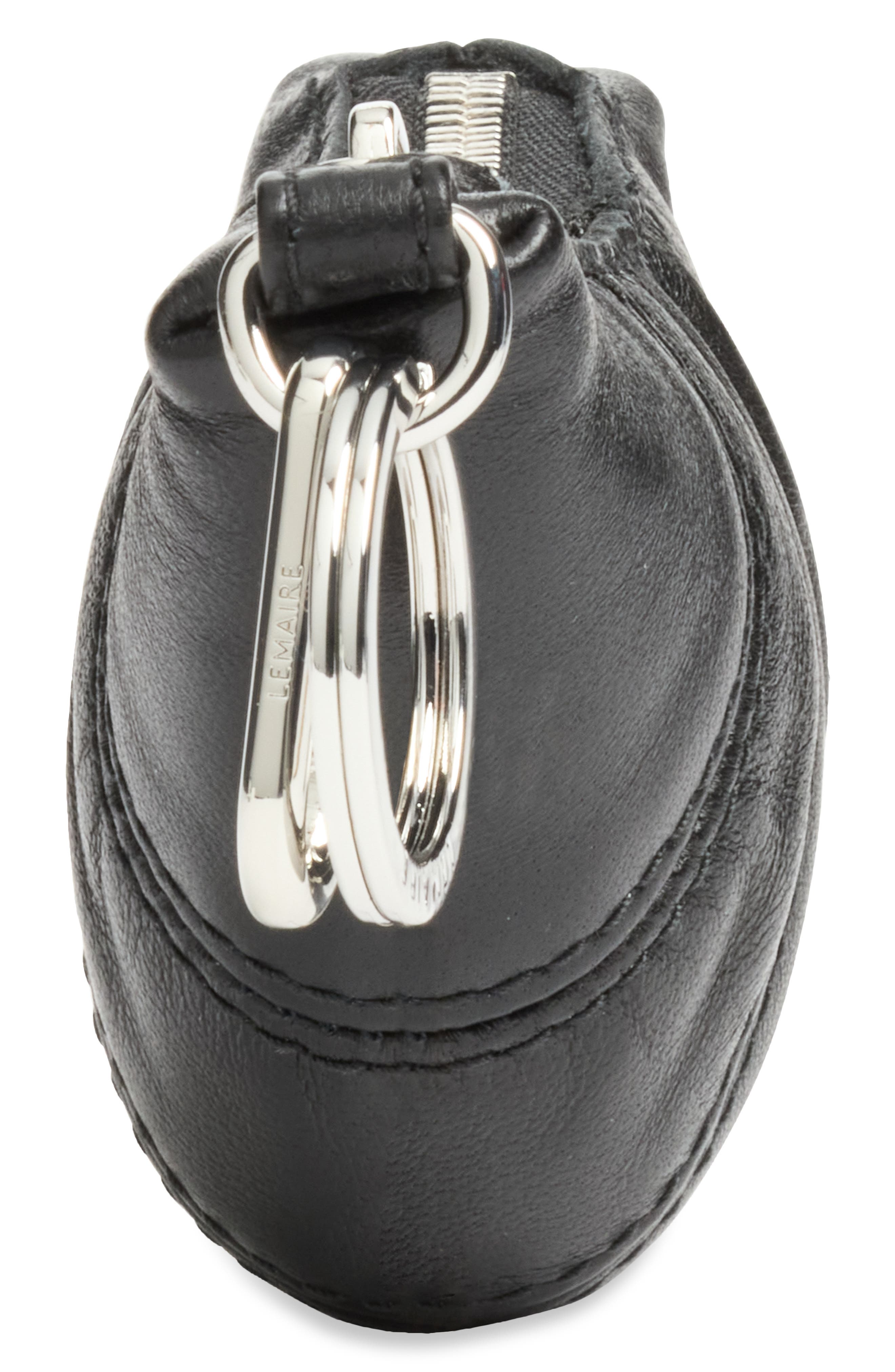 Mini Leather Croissant Key Ring, Alternate, color, BLACK