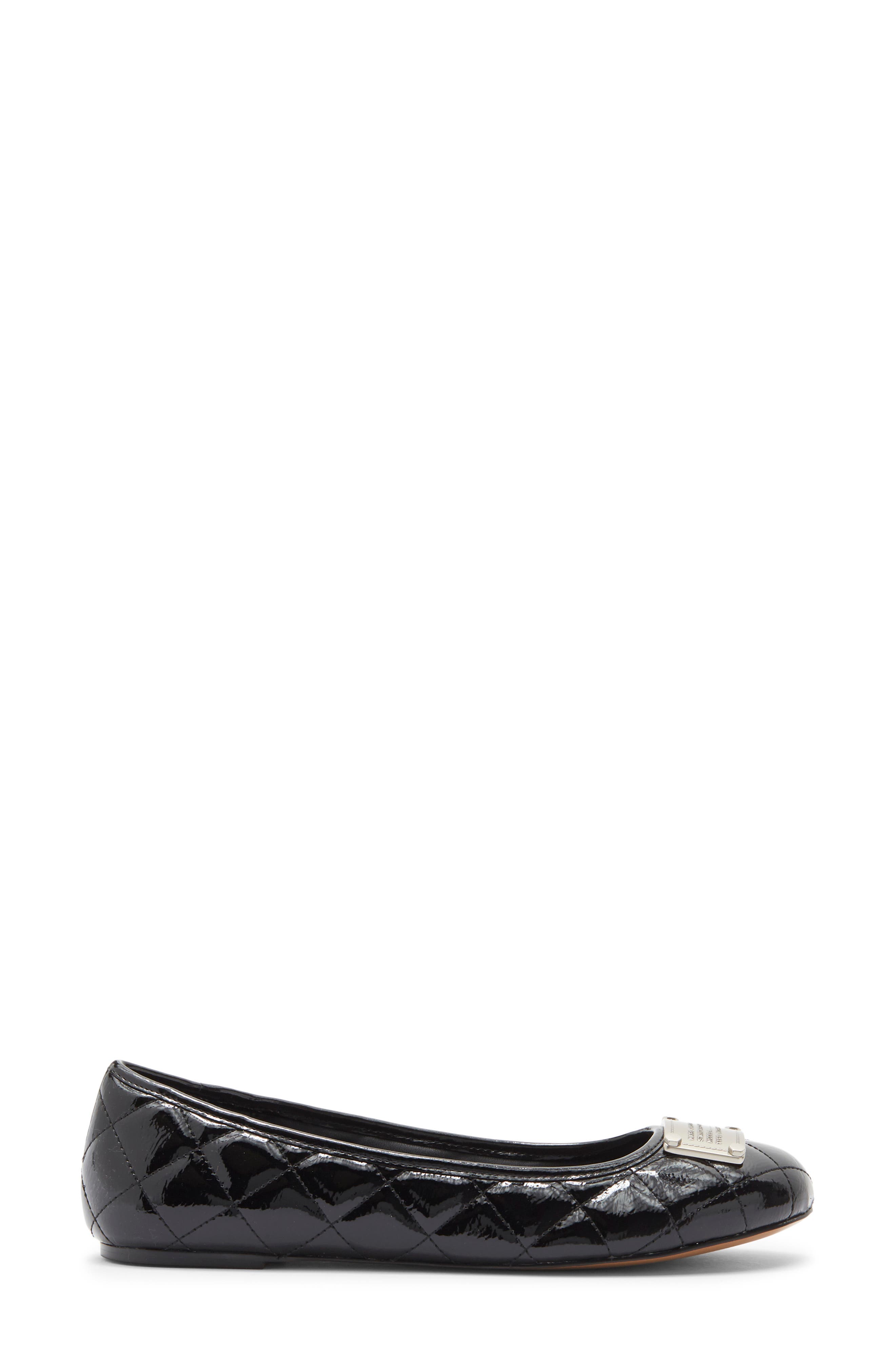 The Plaza Faux Leather Ballerina Flat, Alternate, color, BLACK