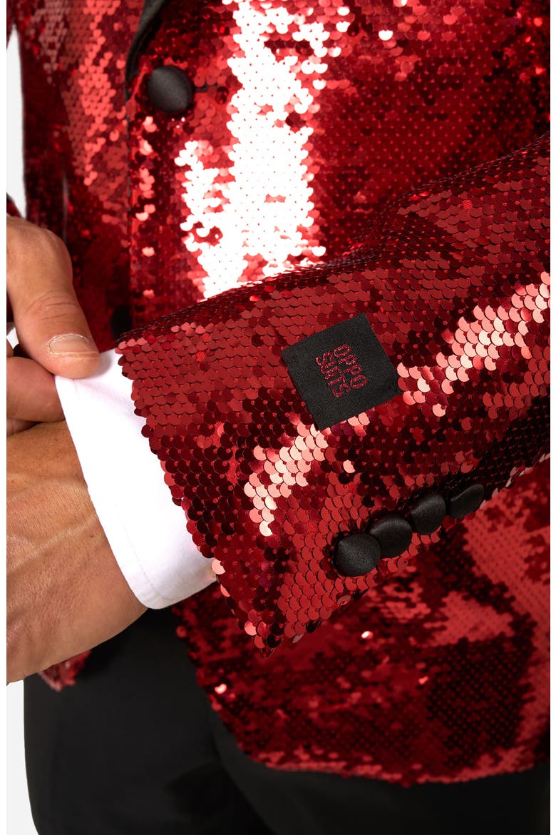 Radiant Red Sequin Embellished Dinner Jacket, Alternate, color, RED