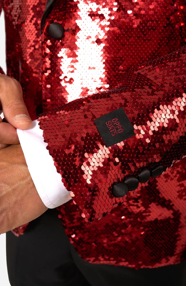 OppoSuits Radiant Red Sequin Embellished Dinner Jacket, Alternate, color, Red