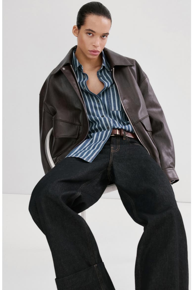 Stripe Oversize Denim Shirt, Alternate, color, BLUE