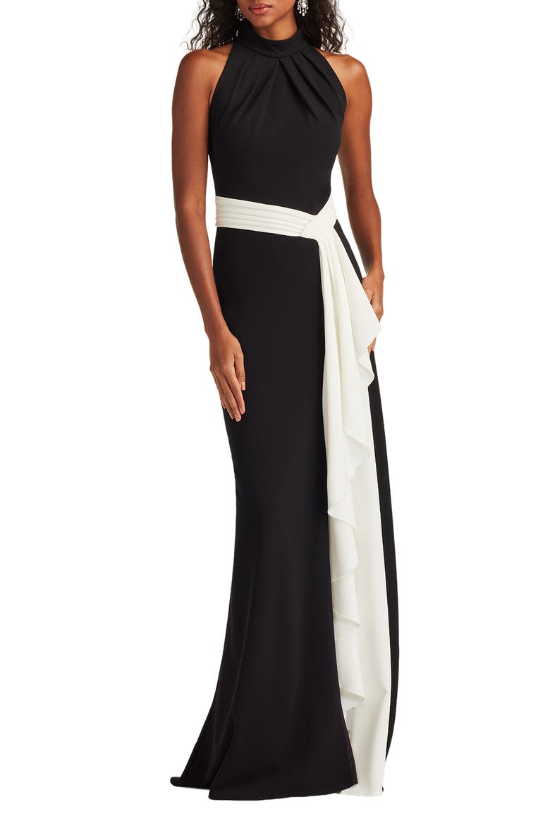 Sleeveless Sheath Gown, Alternate, color, BLACK/ IVORY
