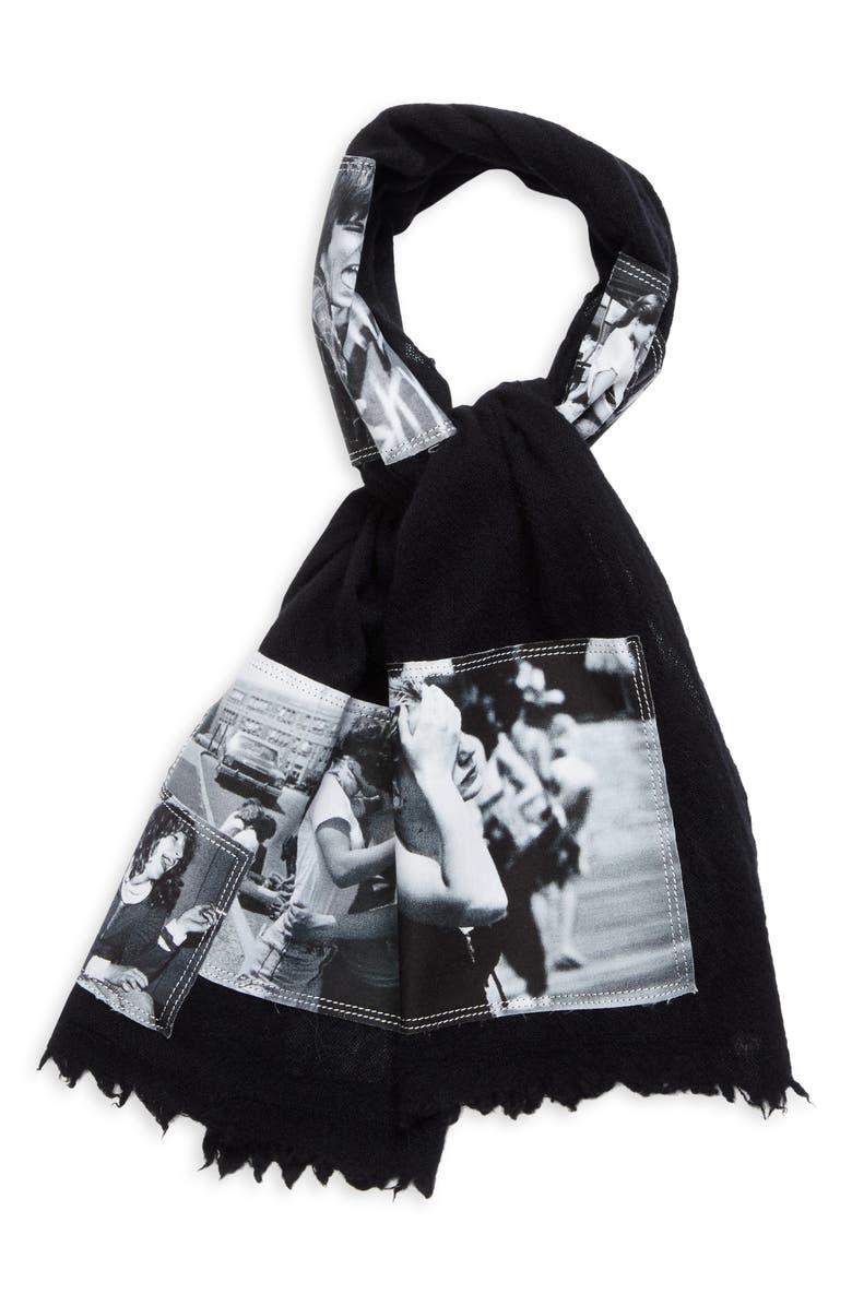 TAKAHIROMIYASHITA TheSoloist. Joseph Szabo Photo Patch Short Wool Scarf, Alternate, color,