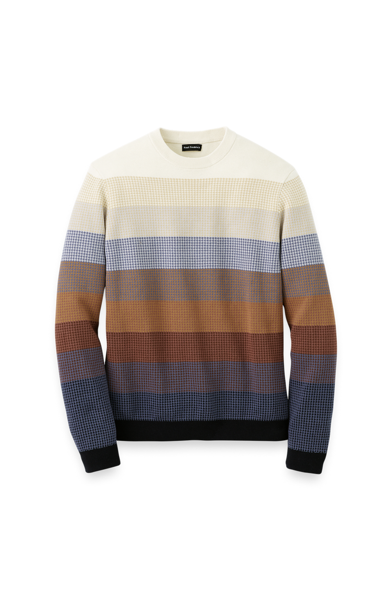 Paul Fredrick Cotton Crewneck Sweater Long Sleeve, Main, color, Multi