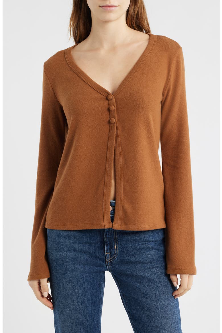 Millie Split Front Cardigan, Main, color, TOFFEE