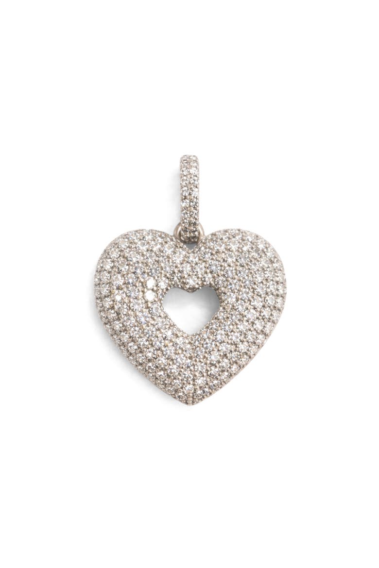 Moissanite Heart Pendant, Main, color, SILVER PLATED