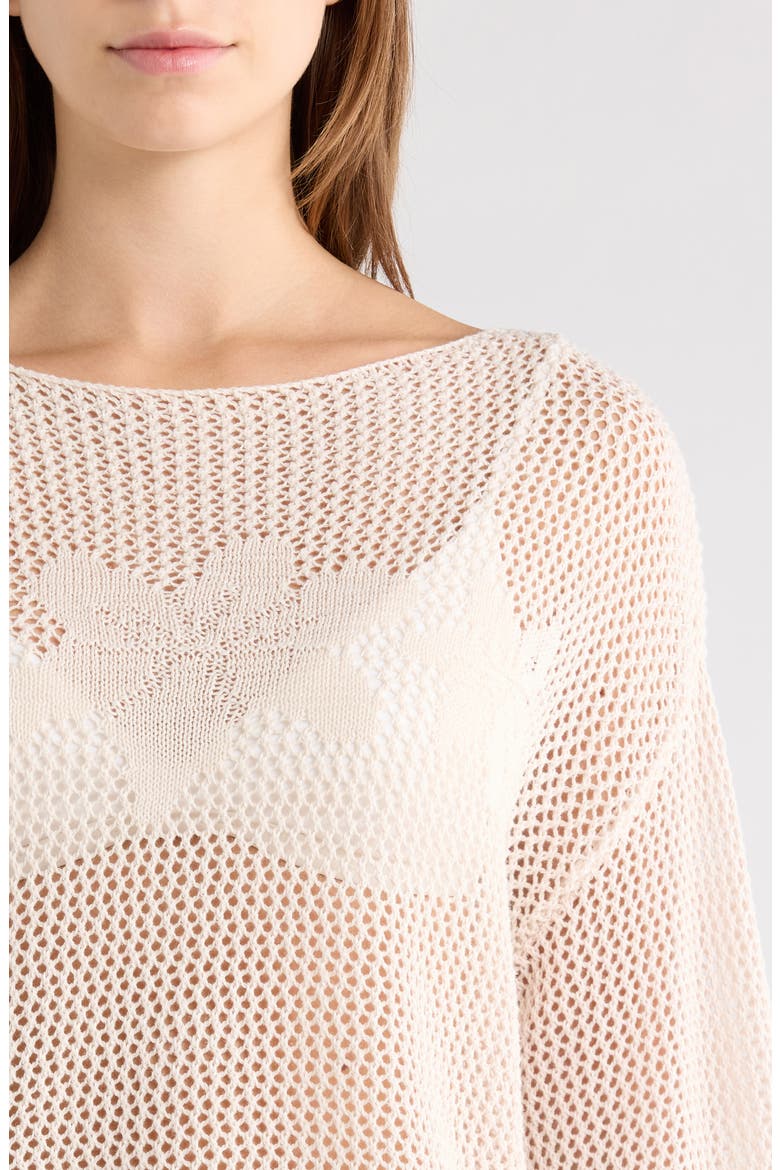 Juli Floral Boat Neck Openwork Top, Alternate, color, IVORY