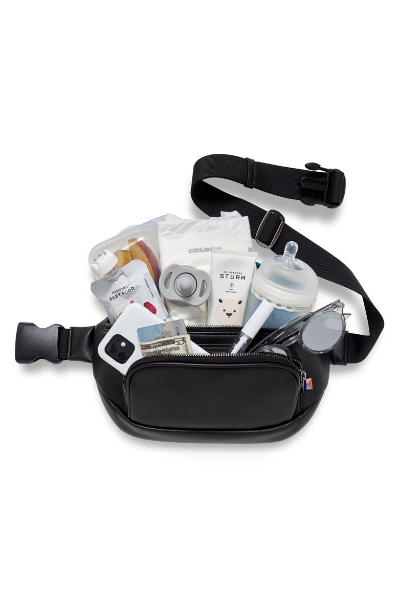 Faux Leather Diaper Belt Bag, Alternate, color, BLACK