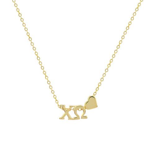 Color Shout Chi Omega Sorority Gold Heart Necklace In Gold