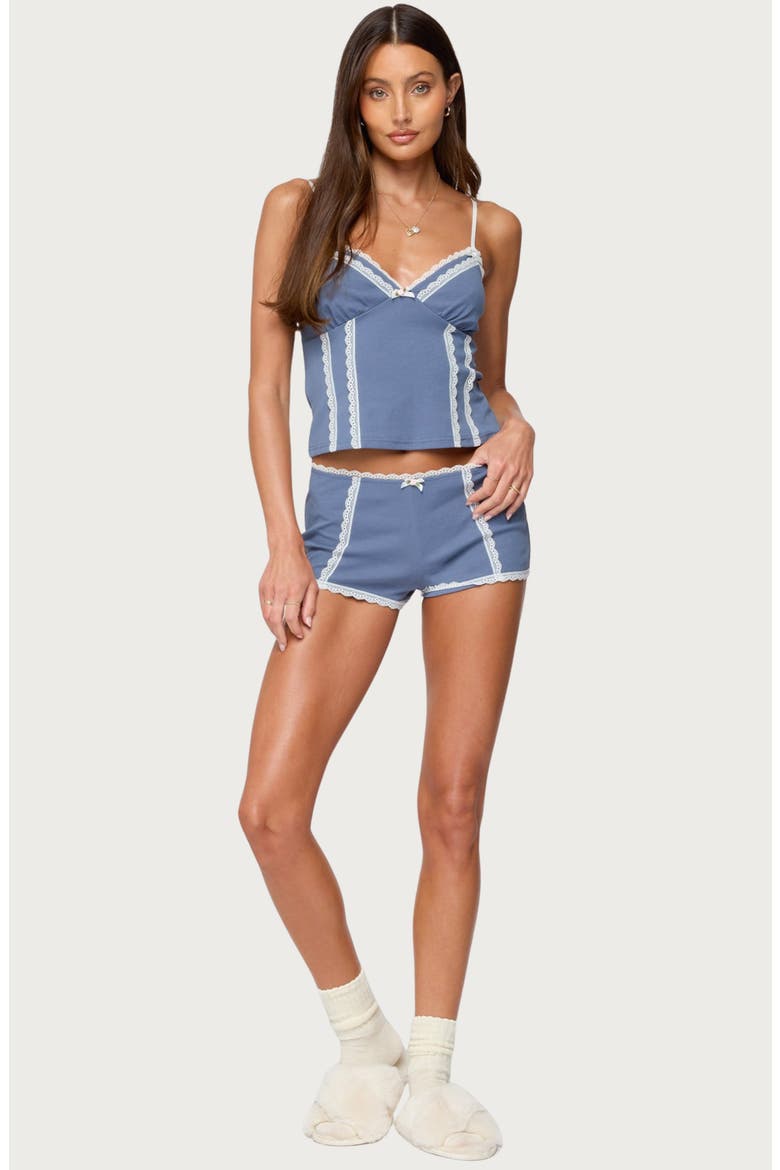 Eliane Contrast Lace Tank, Alternate, color, BLUE