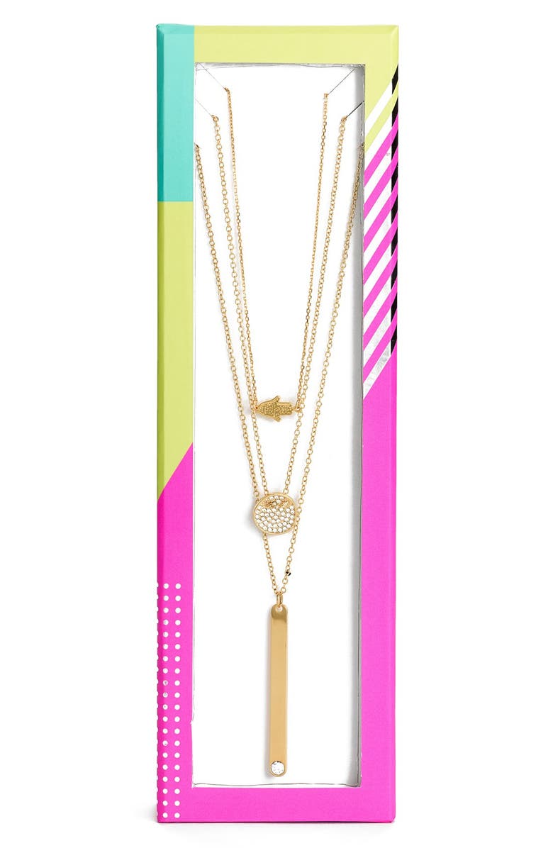 BaubleBar 'Modern Metallics' 14k-Gold Plate Layered Necklace, Alternate, color, 