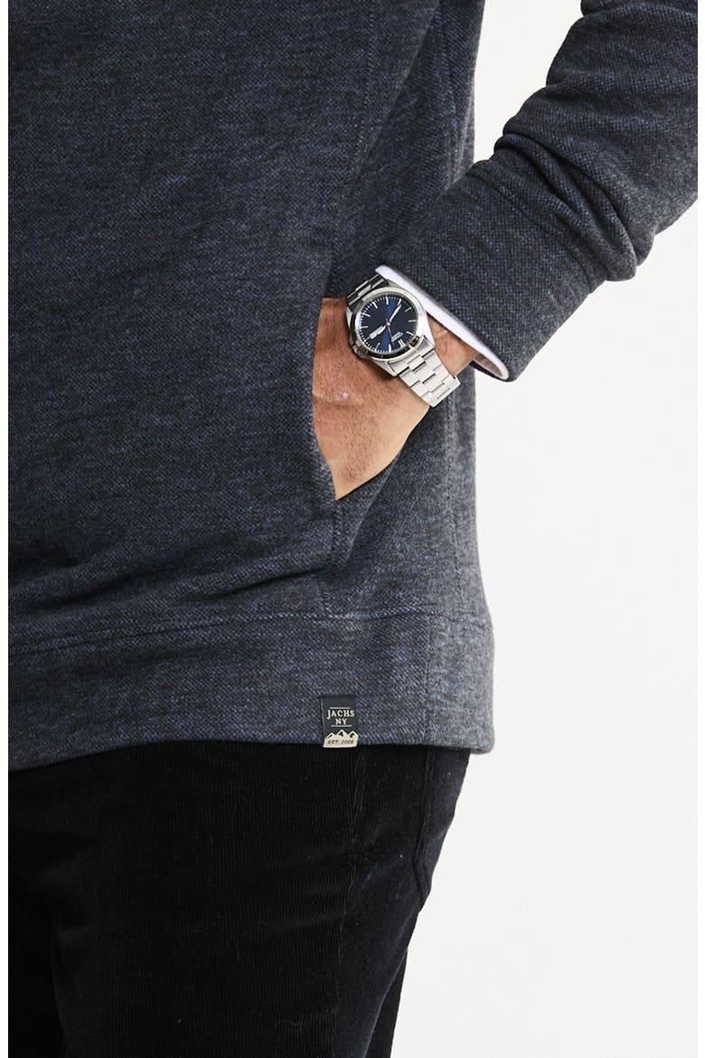 Textured Pullover Hoodie, Alternate, color, BLUE WOOL