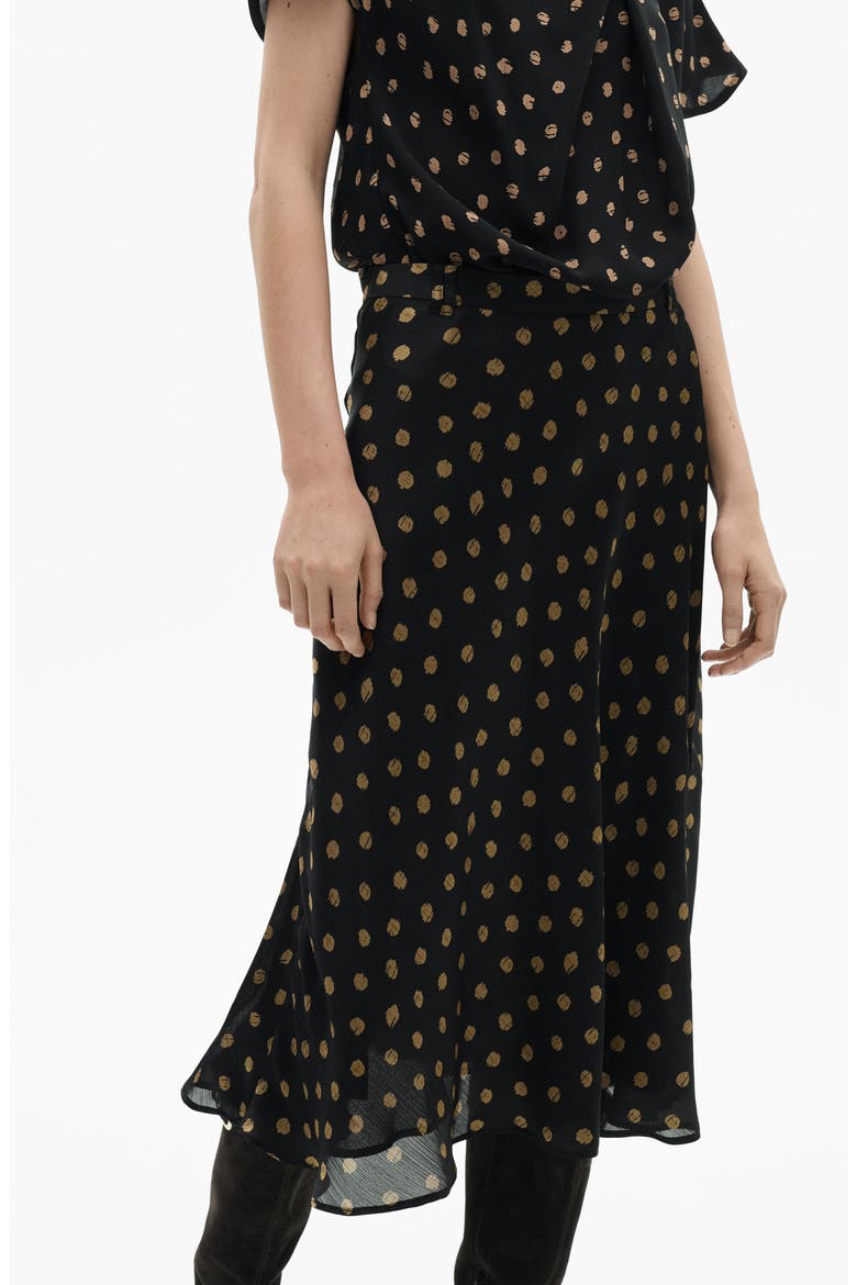 Polka Dot Midi Skirt, Alternate, color, BLACK