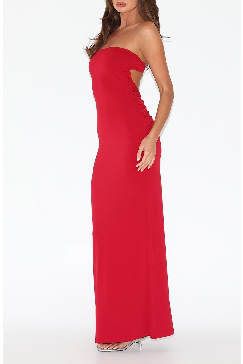 Daniela Cutout Back Strapless Maxi Dress, Alternate, color, RED
