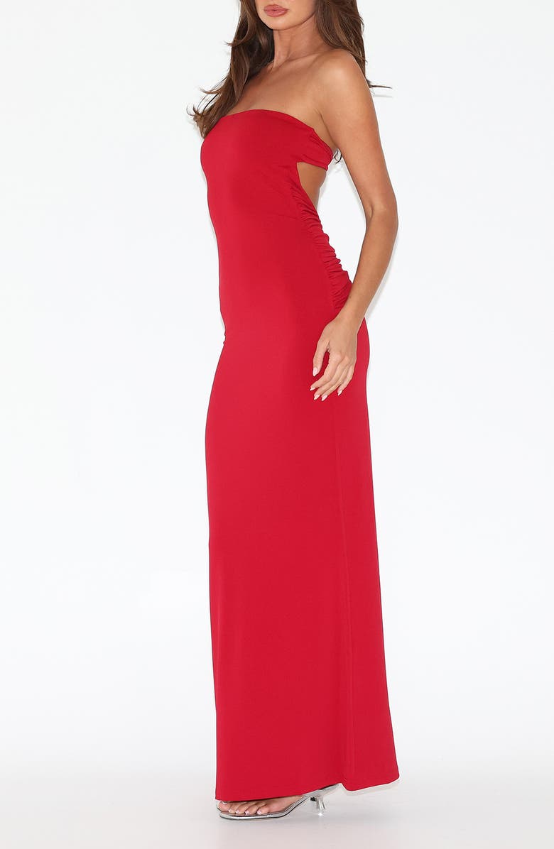 Tiger Mist Daniela Cutout Back Strapless Maxi Dress, Alternate, color, Red