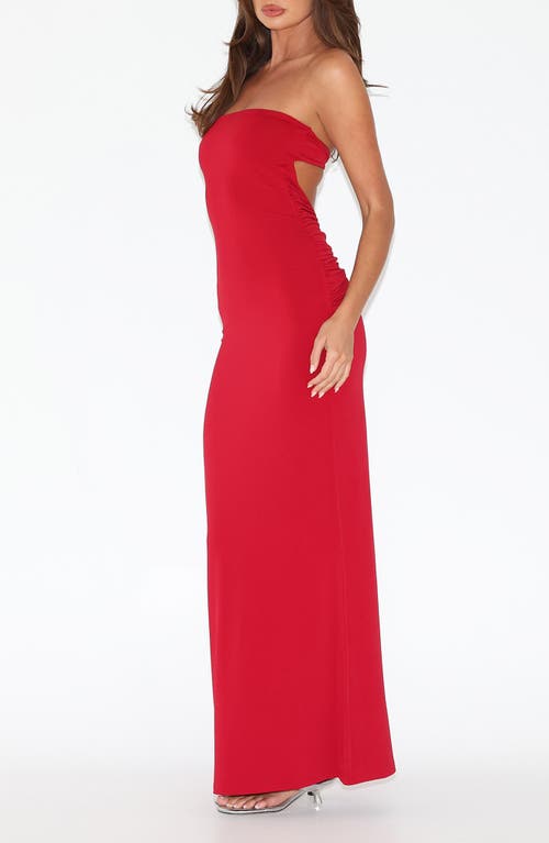Tiger Mist Daniela Cutout Back Strapless Maxi Dress In Red