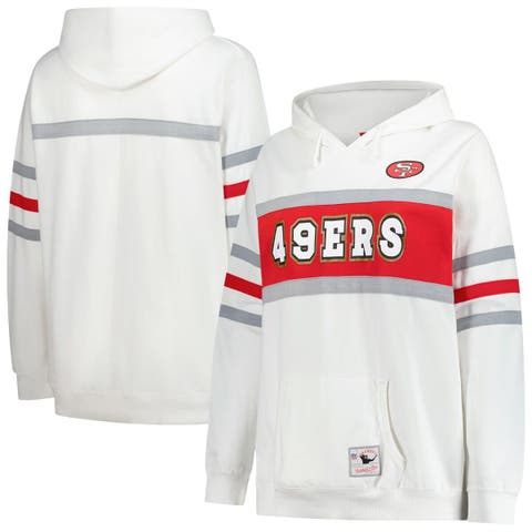 Women's Mitchell & Ness White San Francisco 49ers Plus Size Head Coach Throwback Pullover Hoodie
