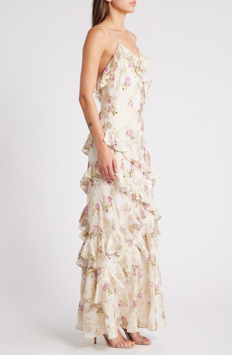 LoveShackFancy Rialto Ruffle Sleeveless Maxi Dress, Alternate, color, 