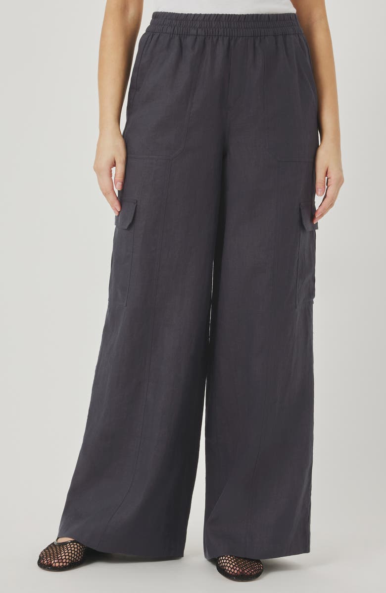 Splendid Stella Linen Cargo Pull-On Pants, Main, color, Lead Grey