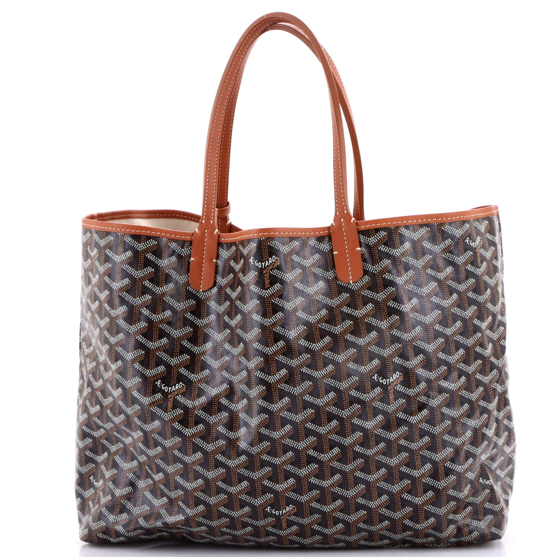 Pre-Owned Goyard Saint Louis Tote Coated Canvas PM, Main, color, Brown