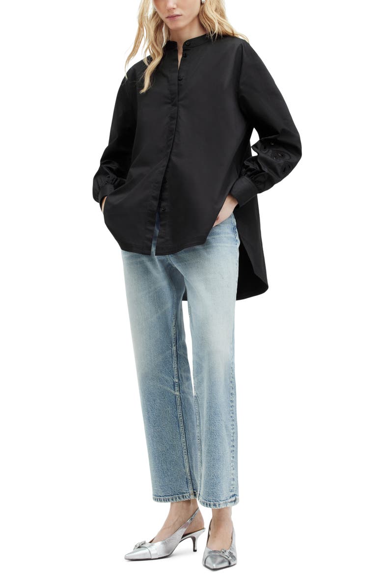 AllSaints Marcie Val Cotton Button-Up Shirt, Alternate, color, Black