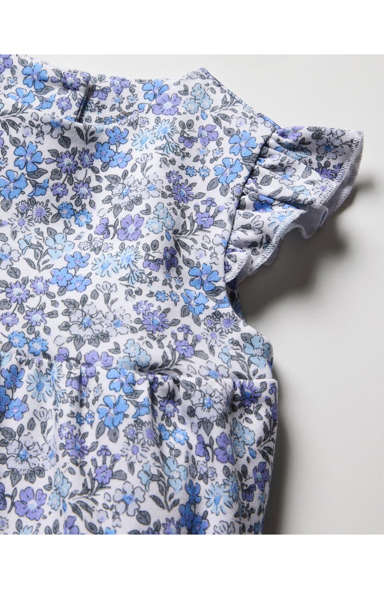 Petite Plume Floral Pima Cotton Ruffle Romper, Alternate, color, Blue