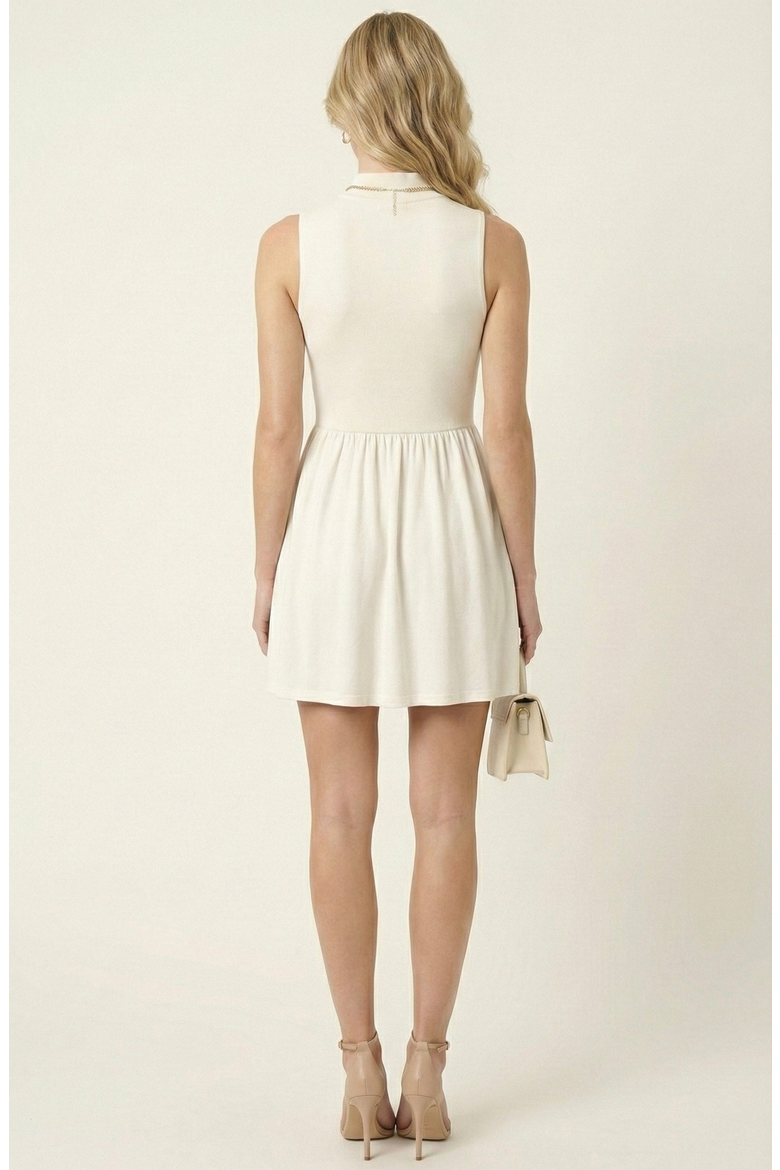 Mock Neck Sleeveless Mini Dress, Alternate, color, Ivory