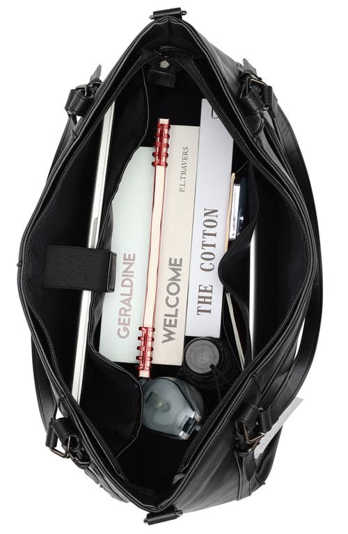 Elle Leisure Luxe 33l Vegan Leather Weekender Tote Bag | Black In Black