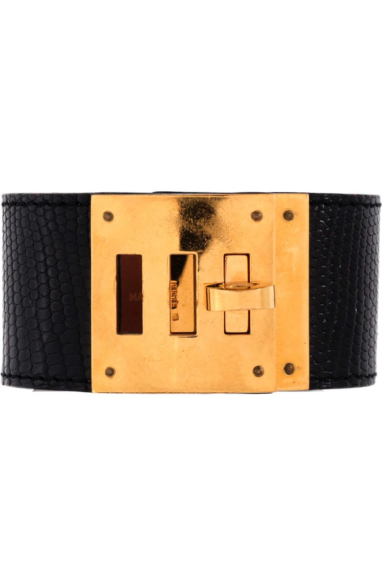 Pre-Owned Hermes Kelly Dog Bracelet Lizard, Main, color, Black