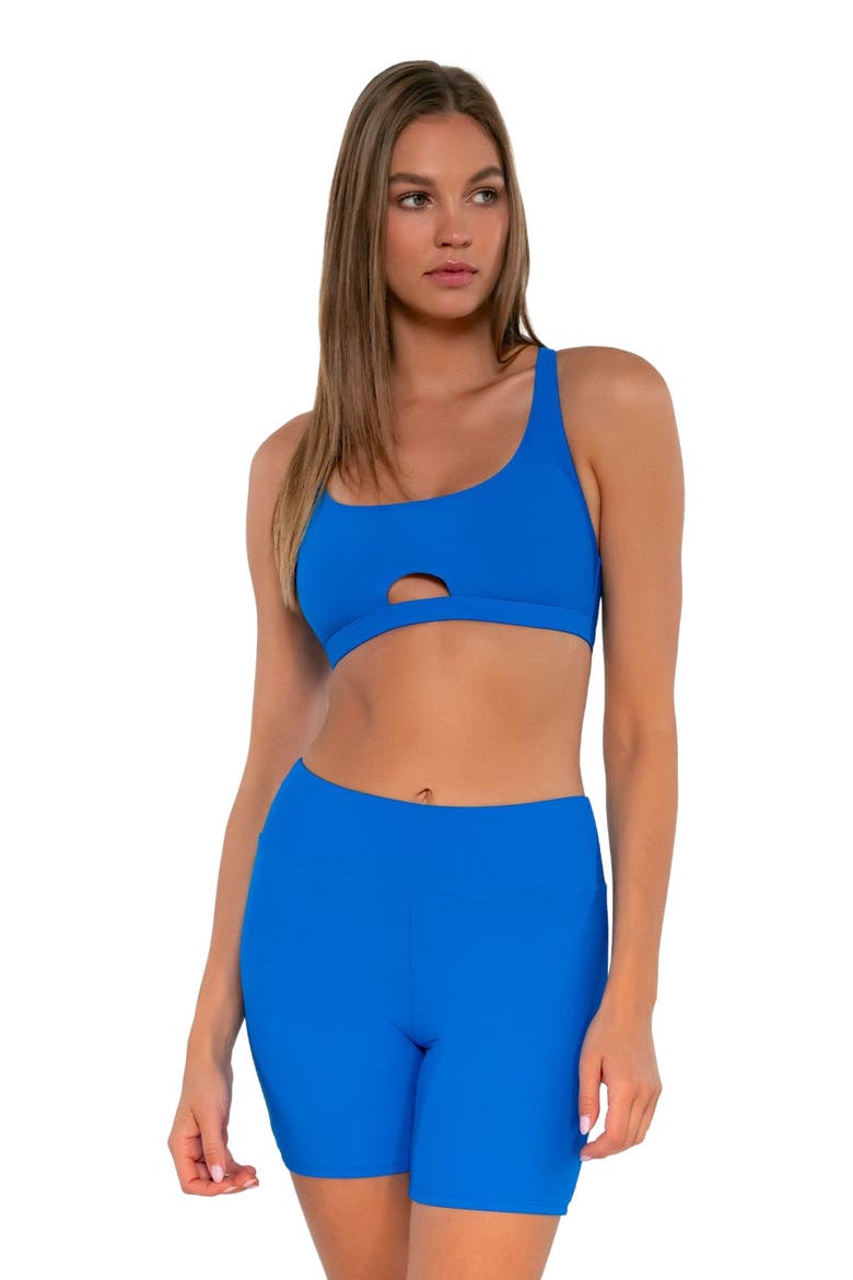 Bayside Bike Short Swim Bottoms, Alternate, color, Electric Blue