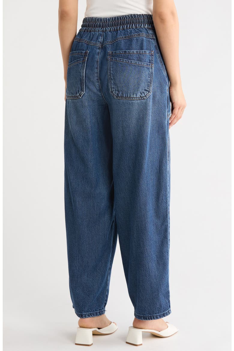 Drawstring Barley Barrel Leg Jeans, Alternate, color, BLUE