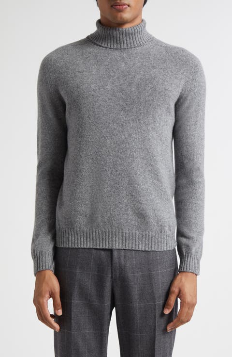 Heathered Grey Wool & Cashmere Turtleneck