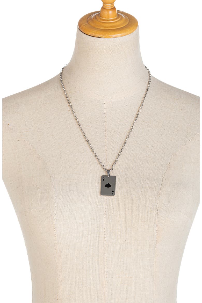 Ace of Spades Pendant Necklace, Alternate, color, SILVER