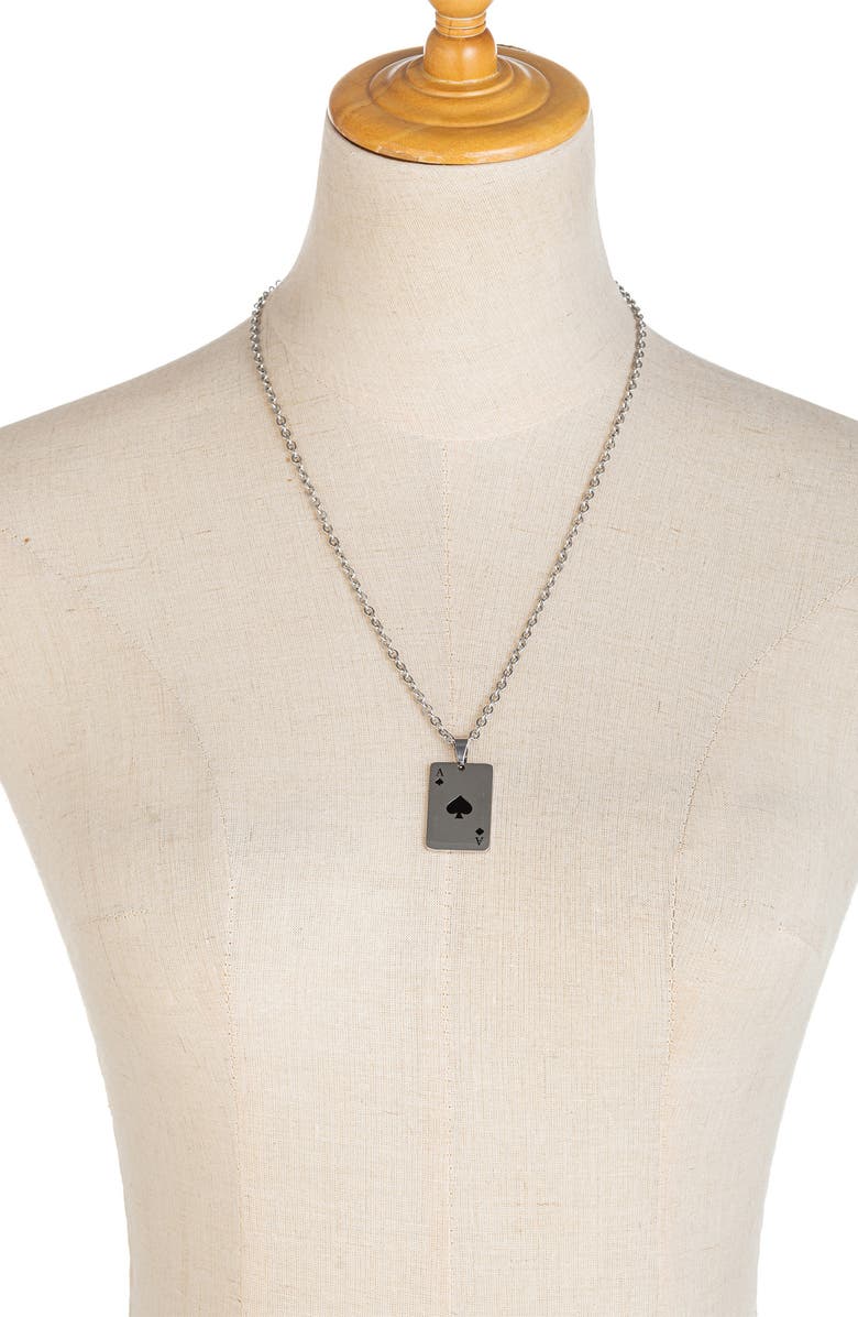 EYE CANDY LOS ANGELES Ace of Spades Pendant Necklace, Alternate, color, Silver