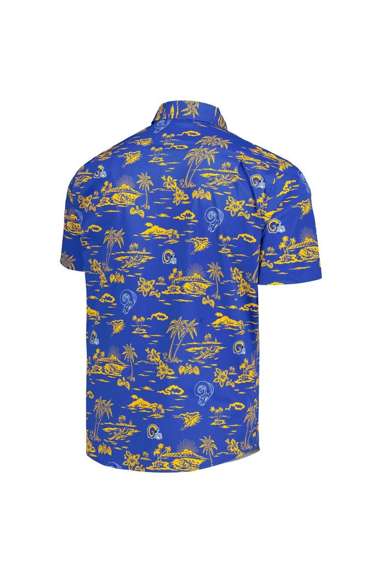 Men's Reyn Spooner Royal Los Angeles Rams Throwback Kekai Print Button-Up Shirt, Alternate, color, Royal