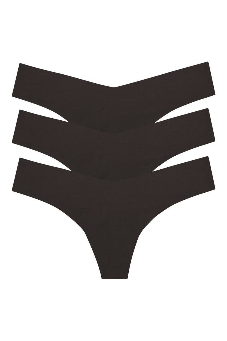 Classic Solid Thong 3-Pack, Main, color, BLACK