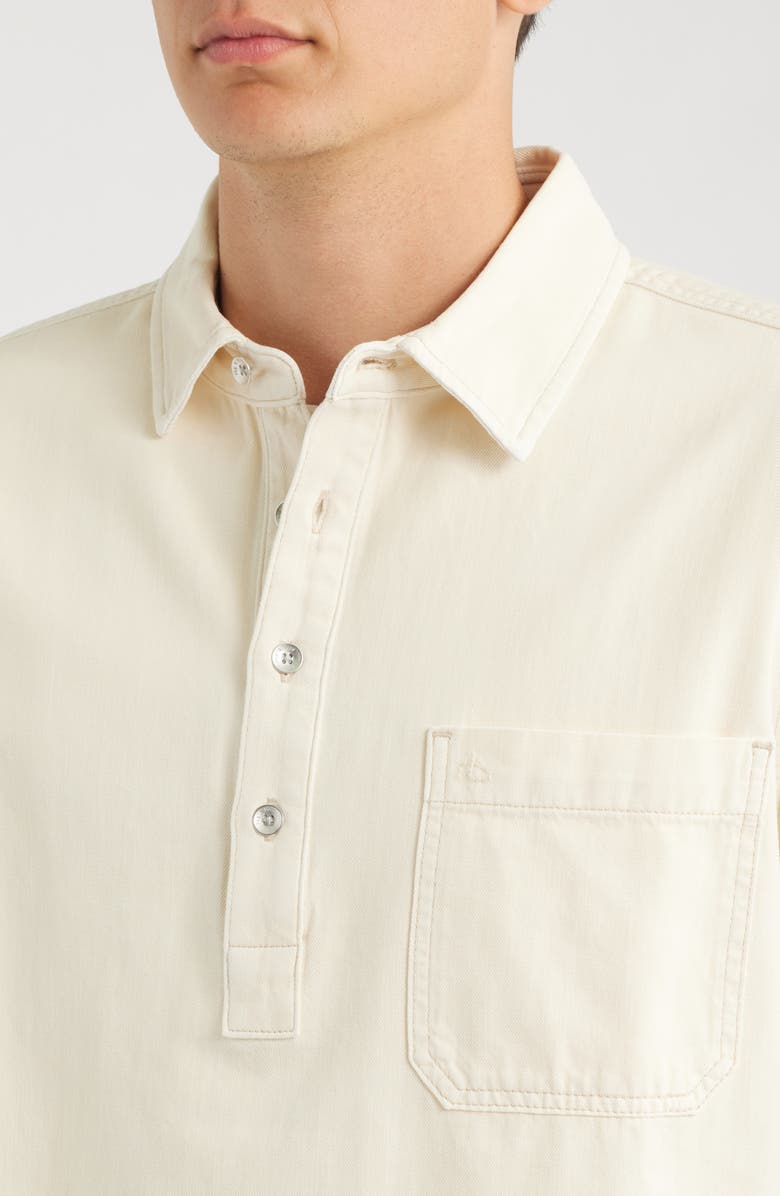 rag & bone Cotton Twill Long Sleeve Polo, Alternate, color, Ecru