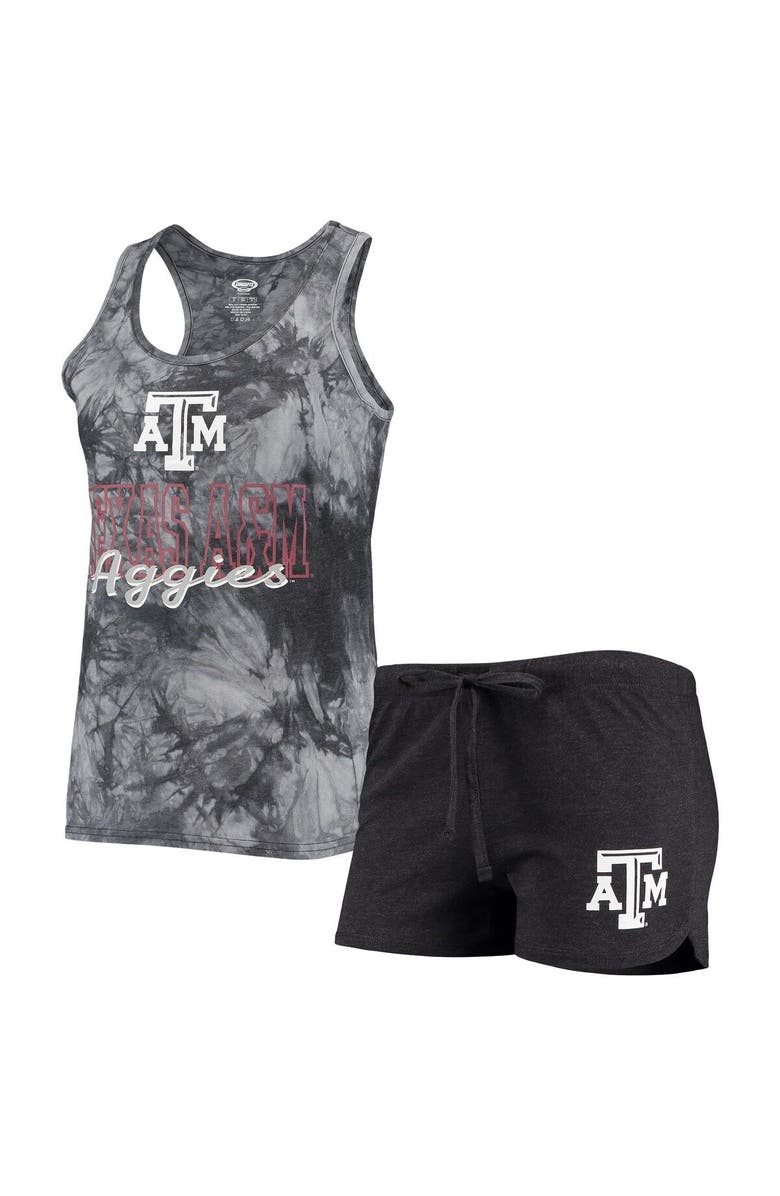 CONCEPTS SPORT Women's Concepts Sport Charcoal Texas A&M Aggies Billboard Tie-Dye Tank Top & Shorts Set, Main, color, Charcoal